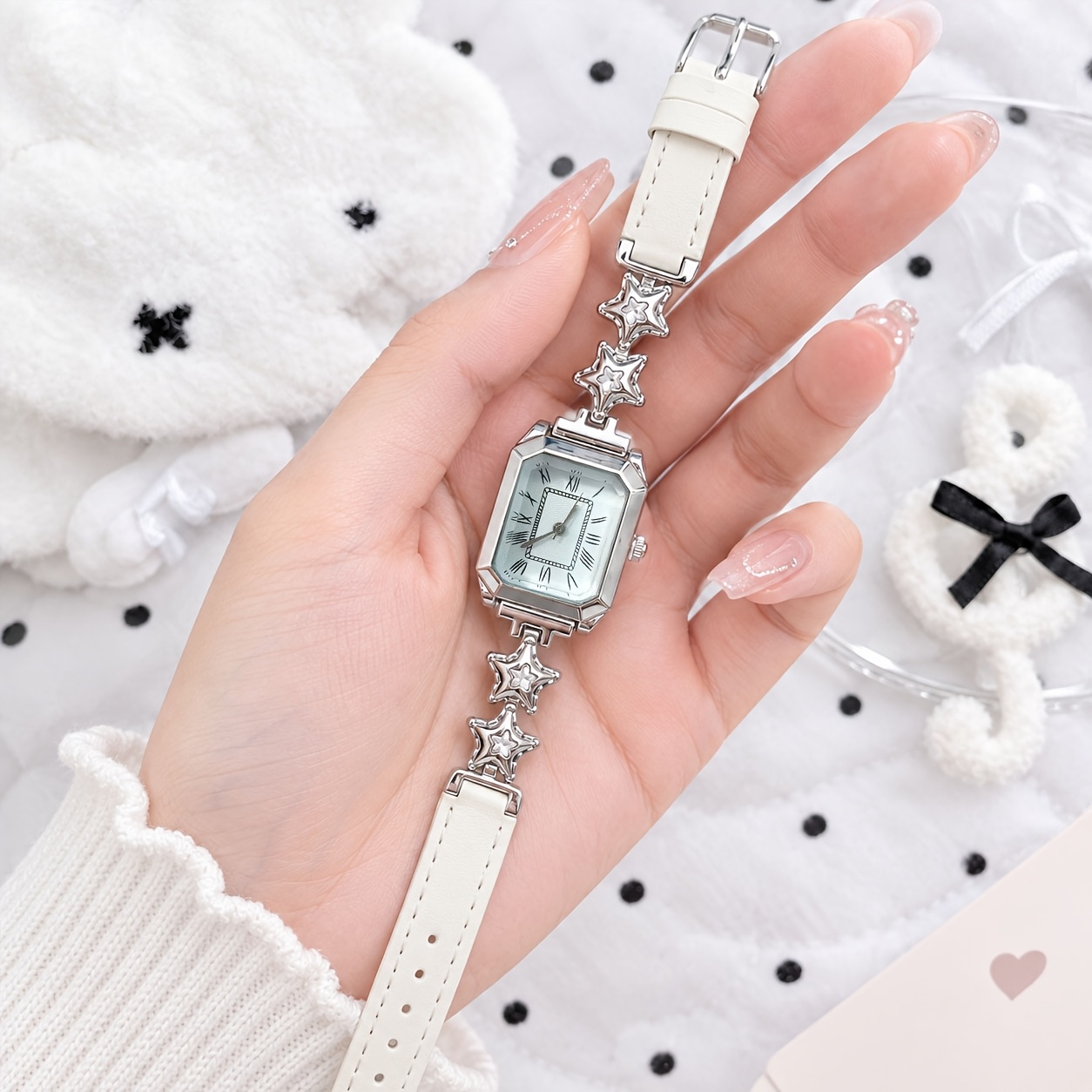 2pc Women's Elegant Square Watch & Versatile Jewelry Set